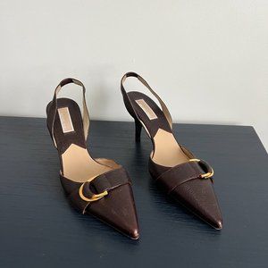 Michael Kors Brown Heels with Gold Buckle